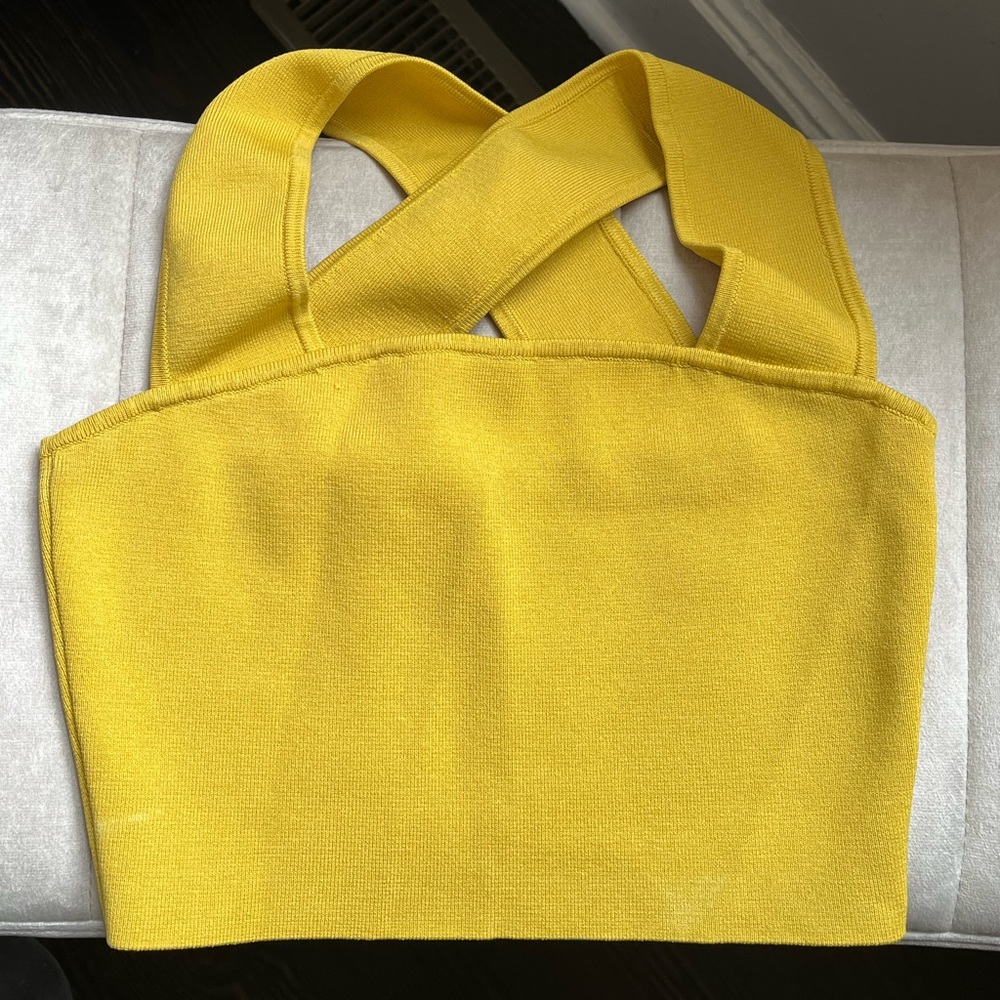 ARITZIA yellow halter criss cross top